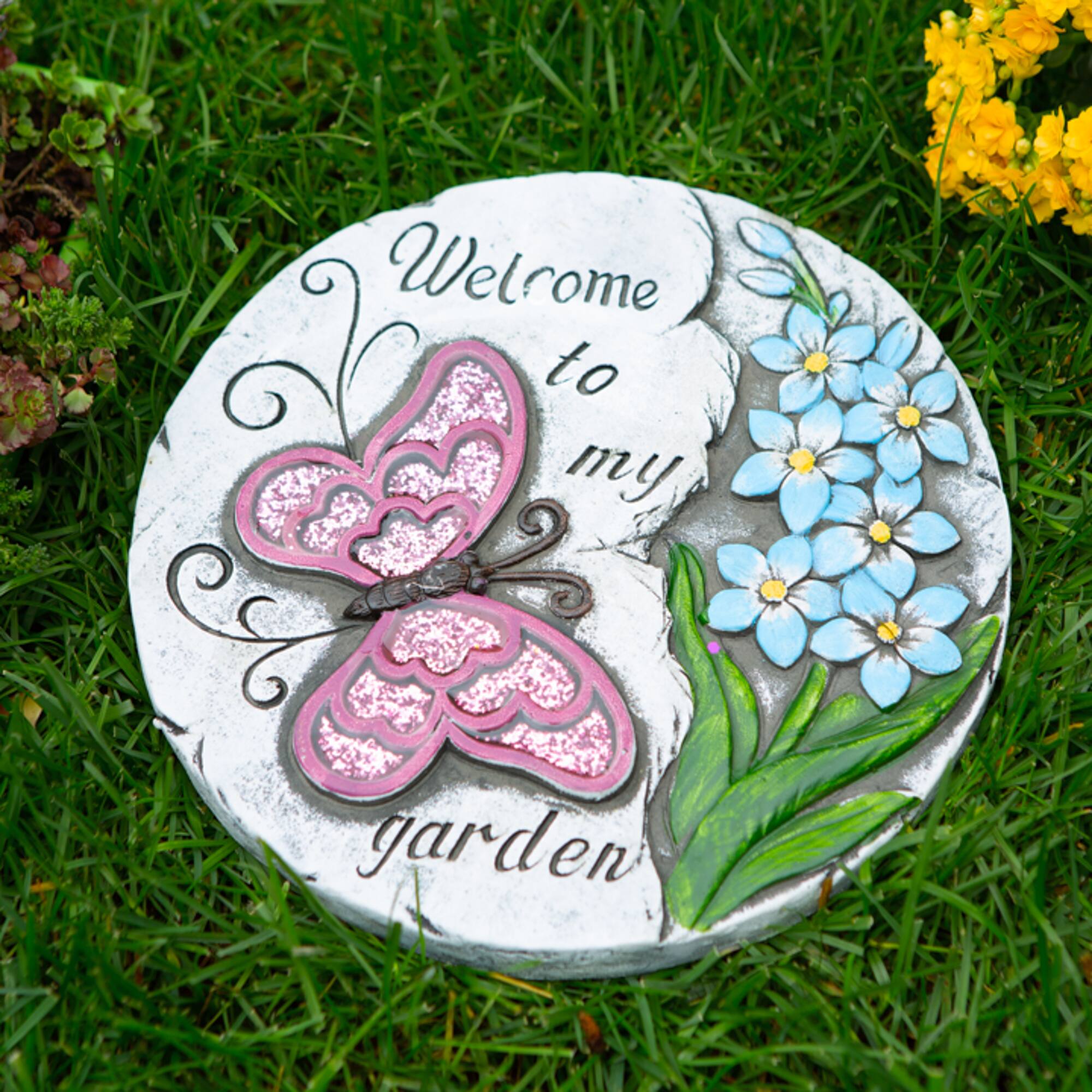 Pink Butterfly Garden Stepping Stone